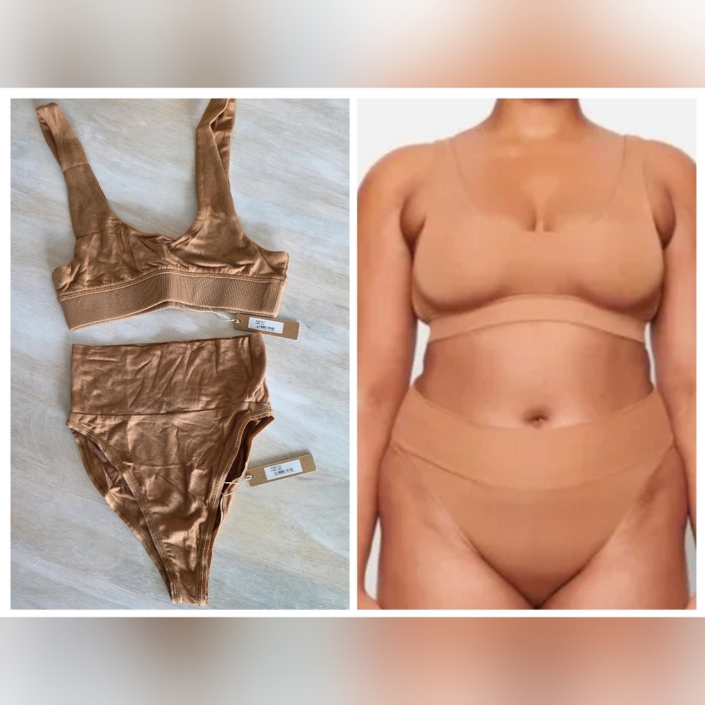 2pcs SKIMS Sleep Bralette & Brief / XXS/ NWT/CAMEL